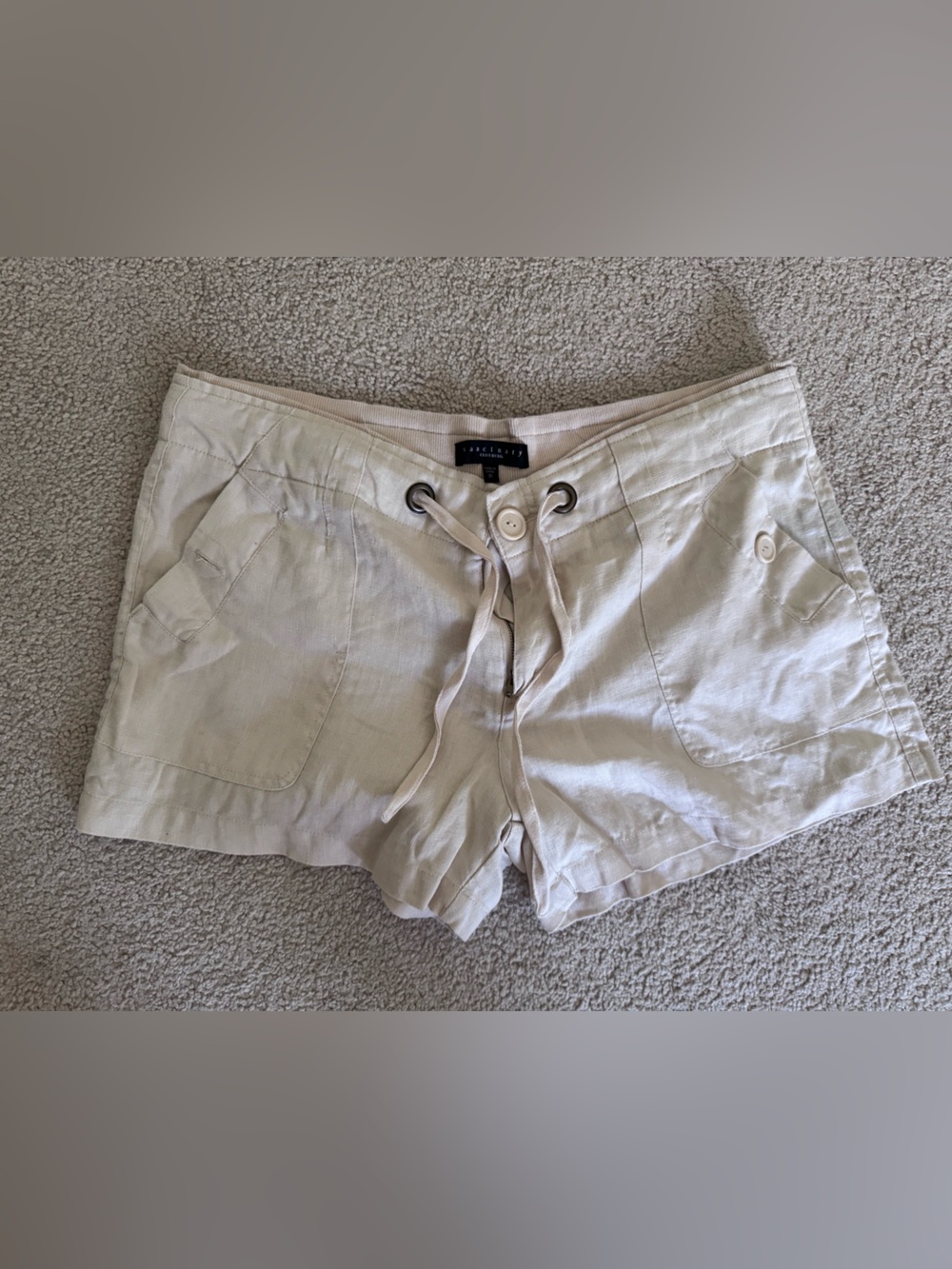 Sanctuary Cream Drawstring Linen-Blend Women's Shorts